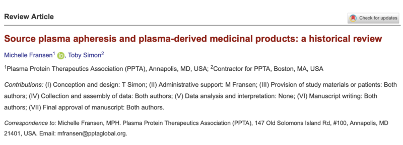 Michelle Fransen Shares A Historical Review on Plasma-Derived Medicinal Products