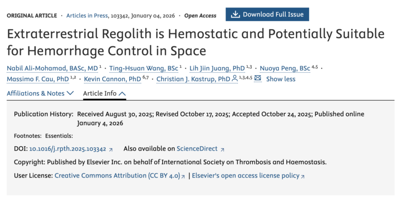 Carsten Deppermann Shares A Study on Clotting From Outer Space 1 Carsten Deppermann Shares A Study on Clotting From Outer Space