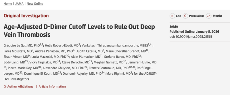 Thierry Fumeaux Shares A Study on D-Dimer Cutoff Based DVT Exclusion 1 Thierry Fumeaux Shares A Study on D-Dimer Cutoff Based DVT Exclusion