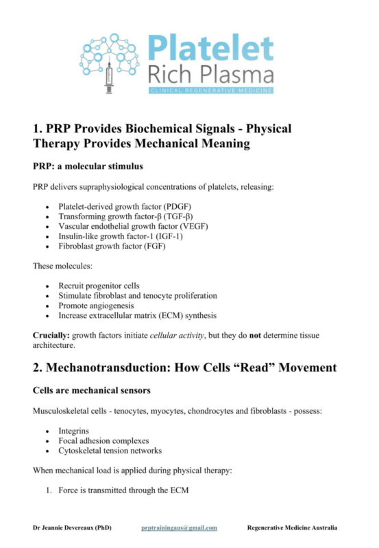Jeannie Devereaux Links PRP and Physical Therapy 1 Jeannie Devereaux Links PRP and Physical Therapy