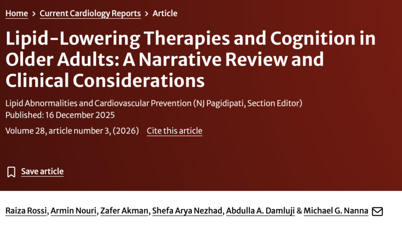 Pablo Corral on Lipid-Lowering Therapy and Cognition: Evidence vs Myth
