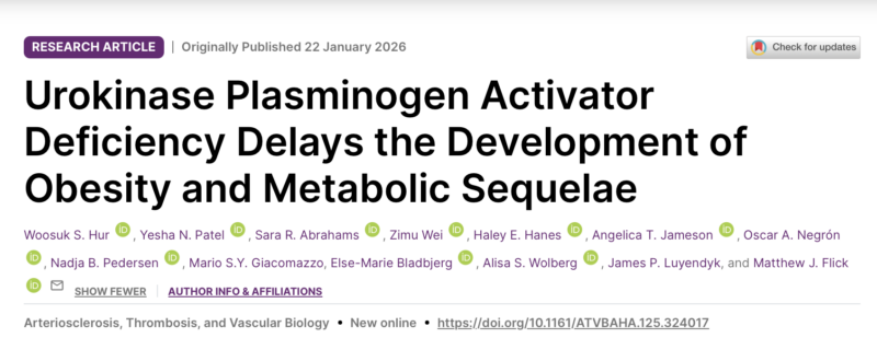 Matthew Flick Links Urokinase Plasminogen Activator Deficiency to Obesity 1 Matthew Flick Links Urokinase Plasminogen Activator Deficiency to Obesity