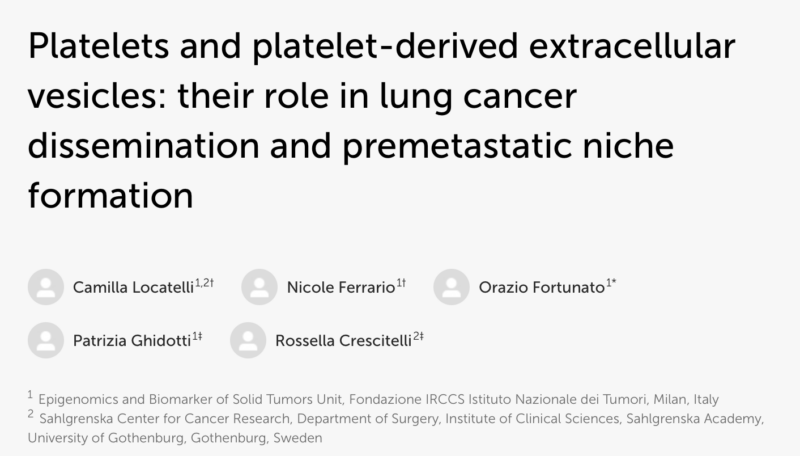 Rossella Crescitelli on Platelets' and PEVs' Association with Lung Cancer Metastases