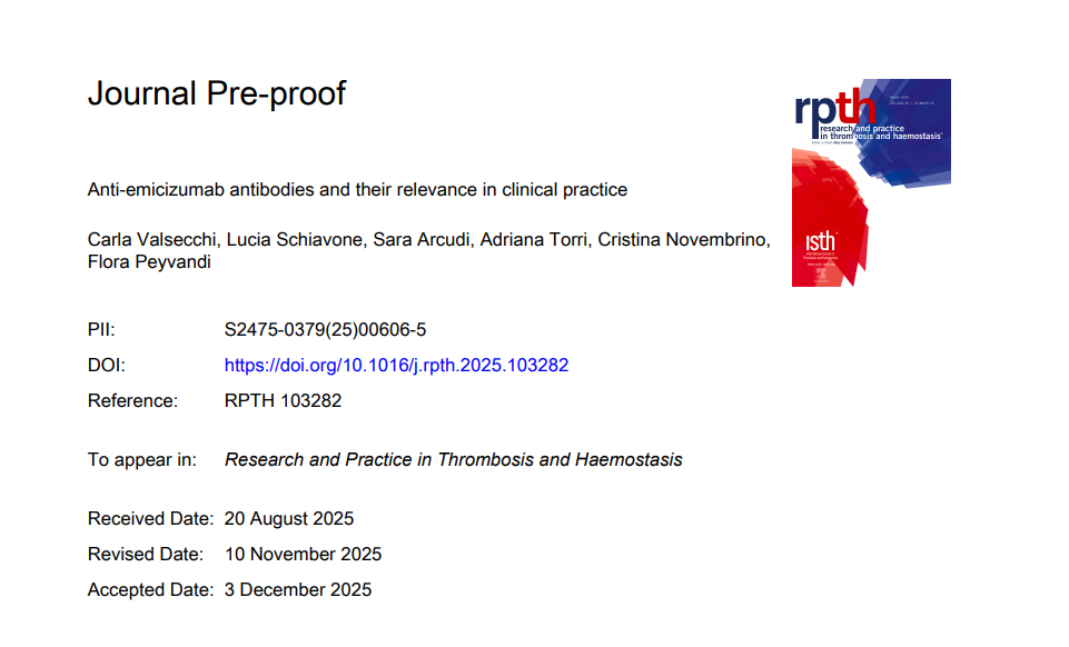 Sara Arcudi: Anti-emicizumab Antibodies and Their Relevance in Clinical Practice 1 Sara Arcudi: Anti-emicizumab Antibodies and Their Relevance in Clinical Practice