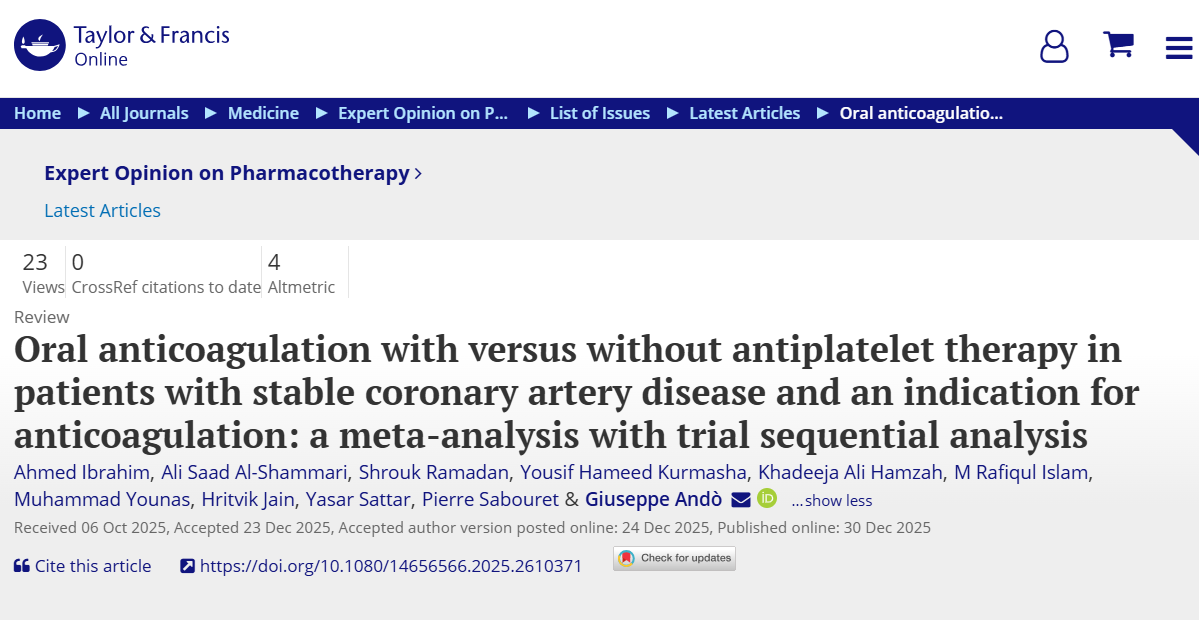 Giuseppe Andò: Stable CAD + Oral Anticoagulation: Is Combination Therapy Still Justified? 1 Giuseppe Andò: Stable CAD + Oral Anticoagulation: Is Combination Therapy Still Justified?