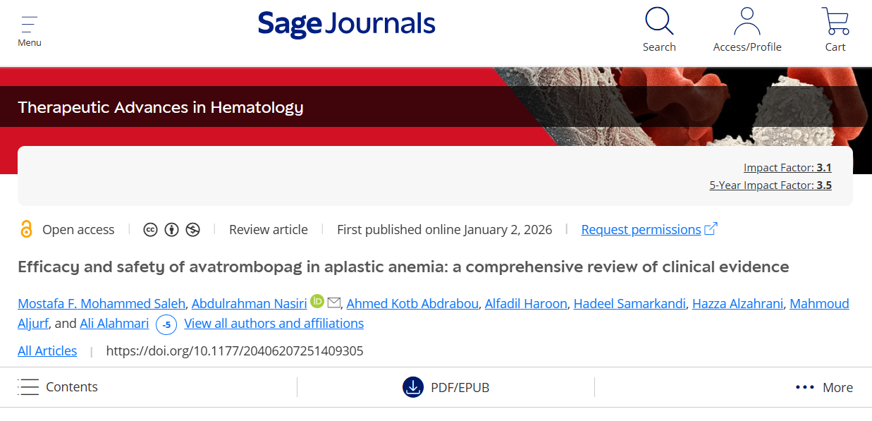 Abdulrahman Nasiri: A New Perspective on Avatrombopag in Aplastic Anemia