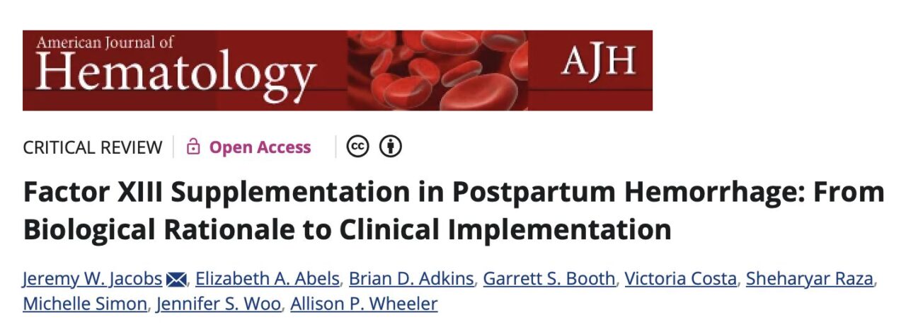 Sheharyar Raza et al on Factor XIII Supplementation in Postpartum Hemorrhage