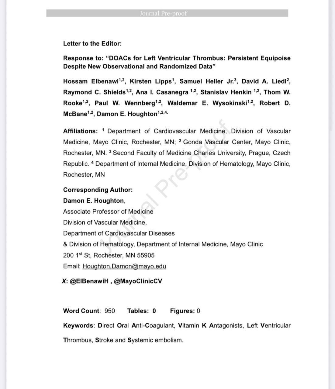 Hossam El Benawi: DOACs for Left Ventricular Thrombus