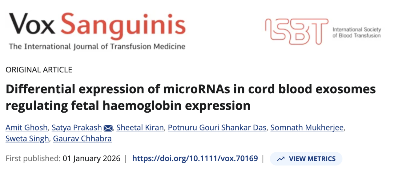 Somnath Mukherjee and Satya Prakash Explore Cord Blood Exosomes as a Future SCD Therapeutic 1 Somnath Mukherjee and Satya Prakash Explore Cord Blood Exosomes as a Future SCD Therapeutic