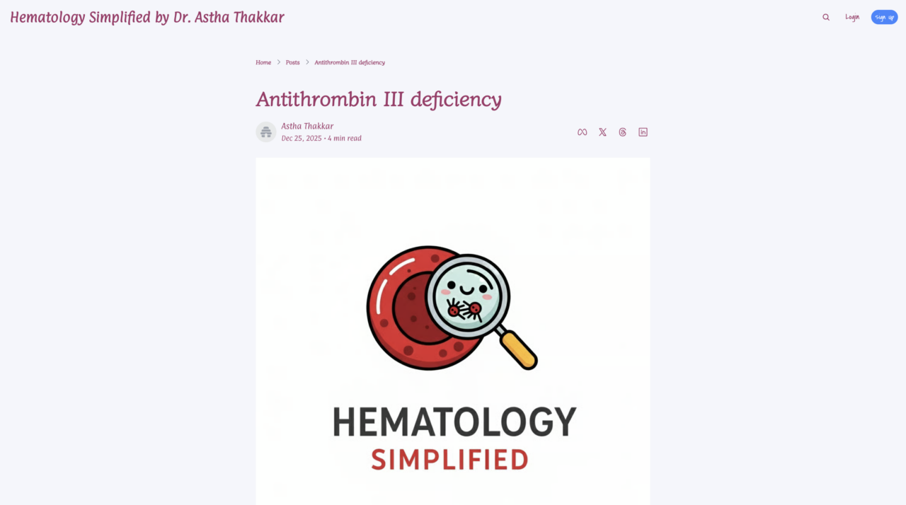 Antithrombin III Deficiency – Explained by Astha Thakkar
