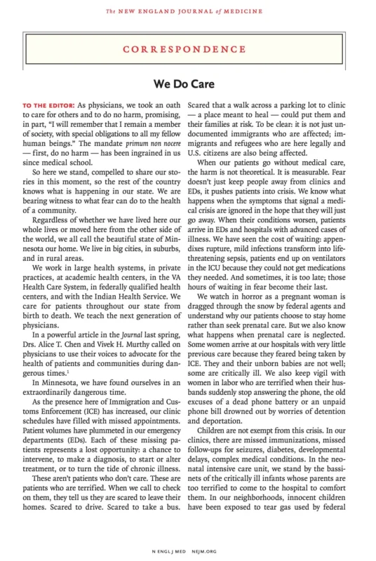 Michael Makris: Moving Letter from Minnesota Physicians