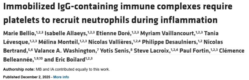 Eric Boilard։ How Platelets Can Promote Disease in Autoantibody-Mediated Inflammatory Conditions