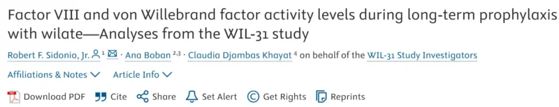 Robert Sidonio: No Accumulation of FVIII or VWF and No Thrombotic Events in Severe VWD