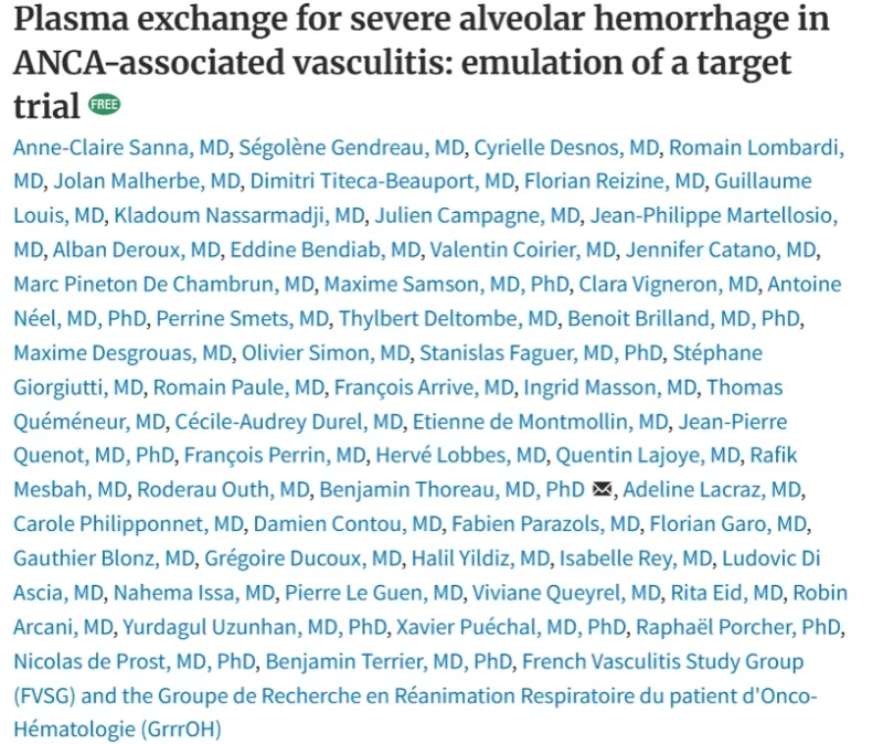 Nicolas de Prost։ Plasma Exchange in Severe ANCA-Associated Vasculitis With DAH