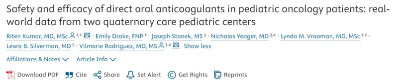 Riten Kumar: DOACs Effectiveness in Pediatric Cancer-Associated Thrombosis