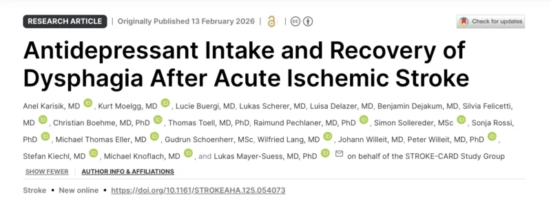 Anel Karisik: Do Antidepressants Influence Swallowing Recovery After Acute Ischemic Stroke? 1 Anel Karisik: Do Antidepressants Influence Swallowing Recovery After Acute Ischemic Stroke?