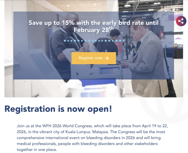 Early-Bird Registration for the WFH 2026 World Congress is Now Open 1 Early-Bird Registration for the WFH 2026 World Congress is Now Open