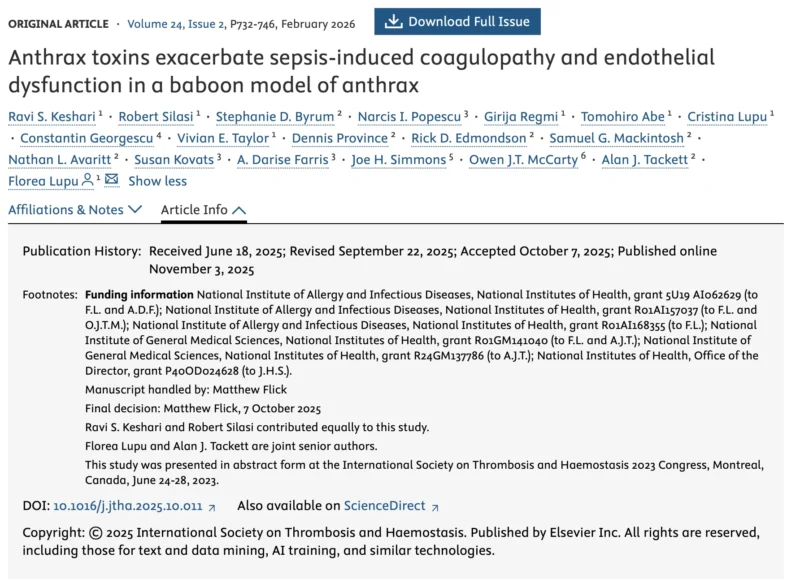 Owen McCarty: Our Recent Study on The Pathogenic Effects of Anthrax Infection