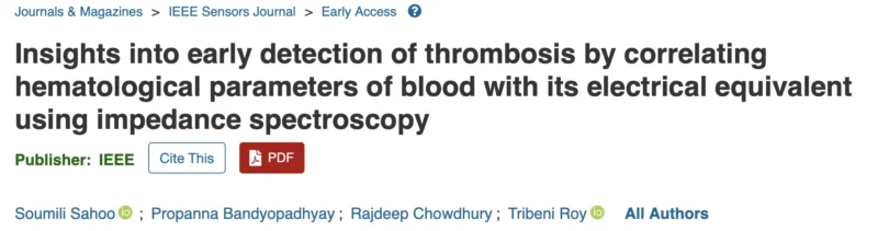 Tribeni Roy: Simple and Efficient Approach to Detect a Thrombus by Impedance Spectroscopy
