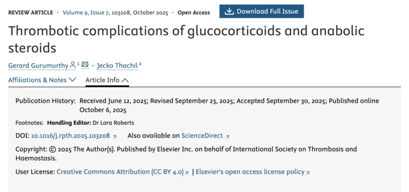 Jecko Thachil: Steroids May Be Associated With Arterial and Venous Thrombosis