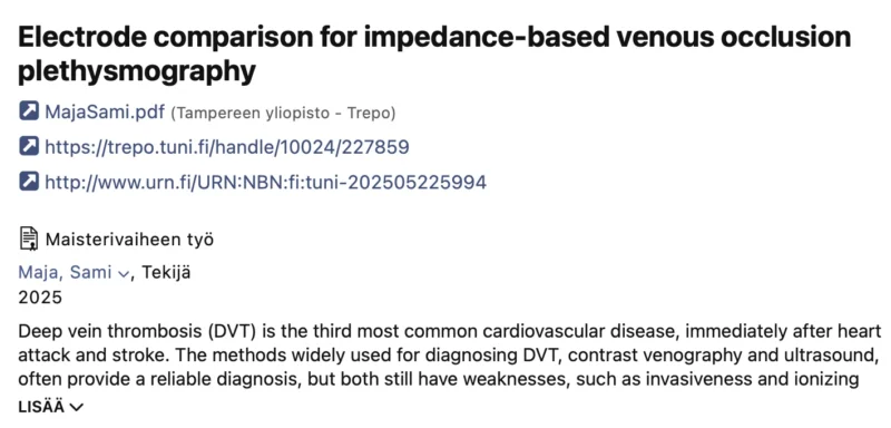 Sami Maja: I Presented My Master’s Thesis on Venous Occlusion Plethysmography at LFT Days 2026