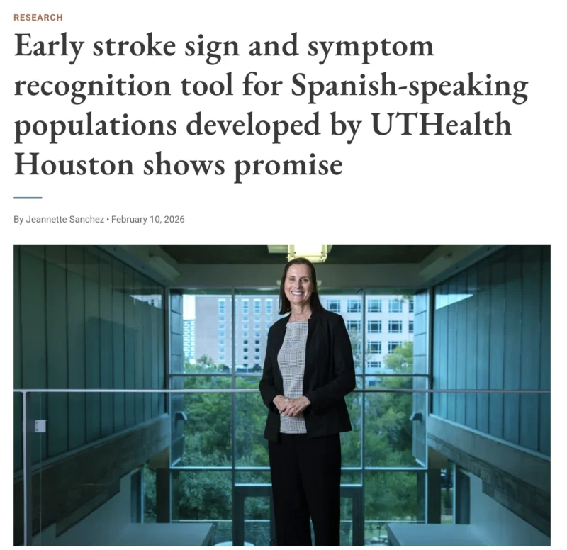 Jennifer Beauchamp: Early Stroke Sign and Symptom Recognition Tool Developed by UTHealth Houston