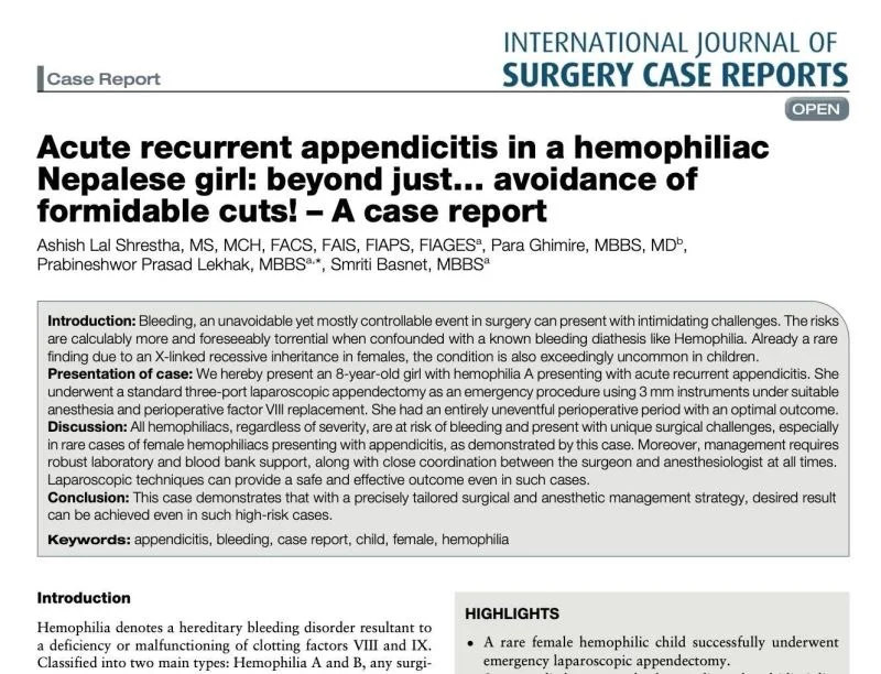 Prabineshwor Prasad Lekhak: Saving a Girl with Hemophilia When Every Drop Counts