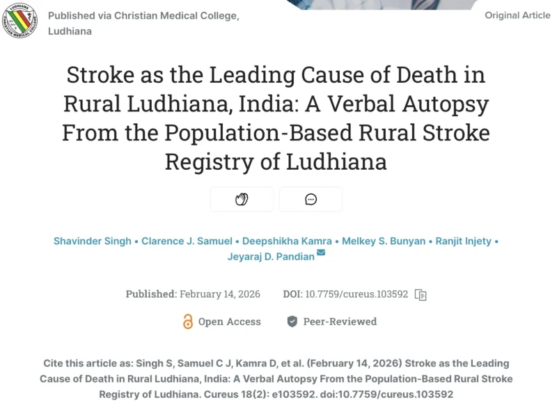 Jeyaraj Pandian: Stroke Mortality in Rural Ludhiana 1 Jeyaraj Pandian: Stroke Mortality in Rural Ludhiana