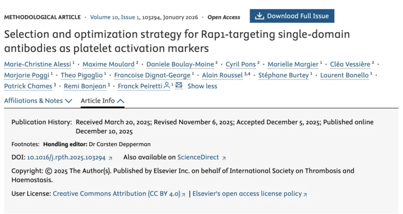 Rémi Bonjean: The 1st VHHs Against Active Rap1 to Monitor Platelet Activation 1 Rémi Bonjean: The 1st VHHs Against Active Rap1 to Monitor Platelet Activation