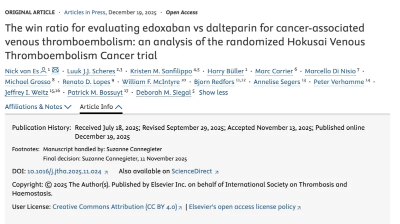 Edoxaban Versus Dalteparin in Cancer-Associated VTE - JTH 1 Edoxaban Versus Dalteparin in Cancer-Associated VTE - JTH