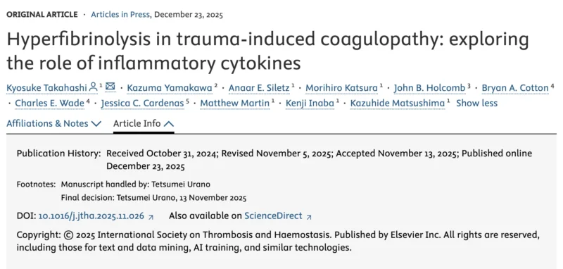 Inflammatory-Coagulation Cascade Interactions in Trauma-Induced Coagulopathy - JTH 1 Inflammatory-Coagulation Cascade Interactions in Trauma-Induced Coagulopathy - JTH