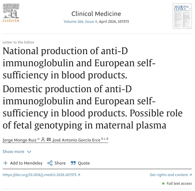 Jorge Monge: Time to Implement Universal Fetal Genotyping for RhD-Negative Pregnant Women 1 Jorge Monge: Time to Implement Universal Fetal Genotyping for RhD-Negative Pregnant Women