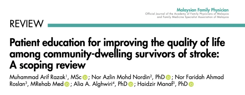 Alia Alghwiri: Patient Education to Improve Quality of Life of Stroke Survivors