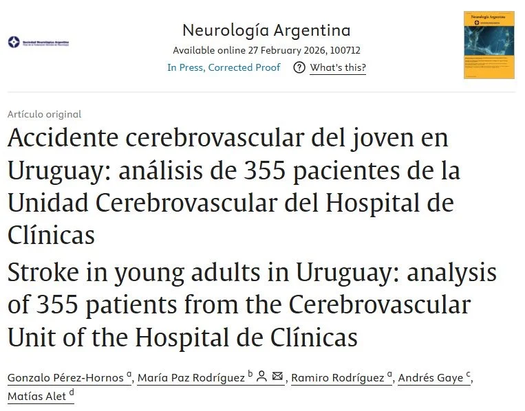 Matías J Alet: An Age-Related Etiologic Shift for Young Stroke In Uruguay