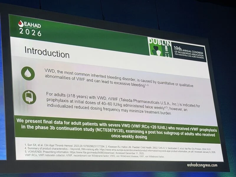 Wolfgang Miesbach: Sophie Susen’s ''Long‑Term Prophylaxis in VWD'' Talk at EAHAD 2026