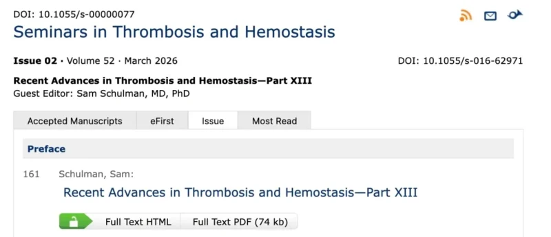 Emmanuel J Favaloro: The Latest Issue of Seminars in Thrombosis and Hemostasis Now Online 1 Emmanuel J Favaloro: The Latest Issue of Seminars in Thrombosis and Hemostasis Now Online