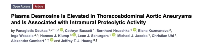 Panagiotis Doukas: Plasma Desmosine as a Biomarker of Increased Proteolytic Activity in the Aortic Wall 1 Panagiotis Doukas: Plasma Desmosine as a Biomarker of Increased Proteolytic Activity in the Aortic Wall