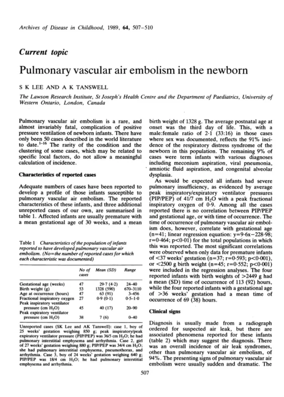 Gerard J Myers: Pulmonary Vascular Air Embolism in Mechanically Ventilated Newborn Infants