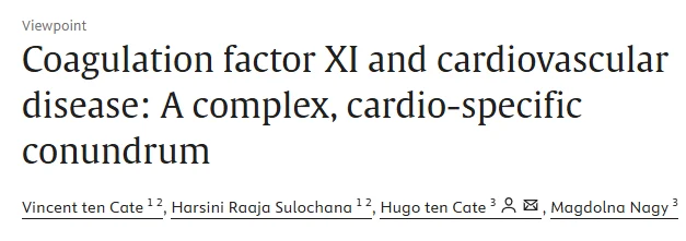 Vincent Ten Cate: FXI(a) and Its Links With Cardiovascular Disease