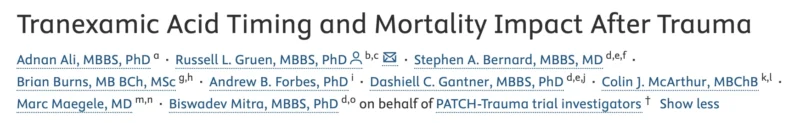 Fayad Al-Haimus: Is Giving TXA Within '3 Hours' Really Enough in Major Trauma?
