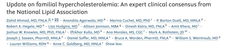2026 NLA Clinical Consensus: Updated LDL and ApoB Targets in Familial Hypercholesterolemia