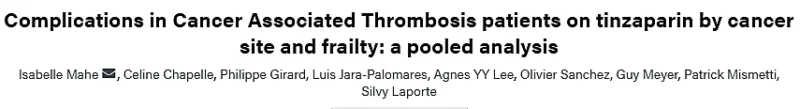 Céline Chapelle: Evaluating 6-Month Risks of Recurrent VTE and Major Bleeding With Tinzaparin 1 Céline Chapelle: Evaluating 6-Month Risks of Recurrent VTE and Major Bleeding With Tinzaparin