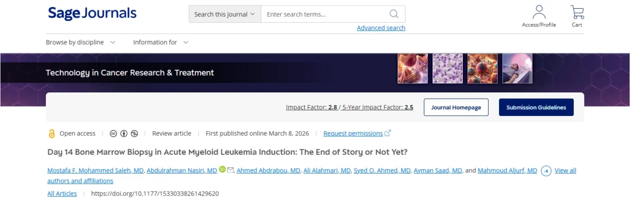 Abdulrahman Nasiri: D14 Bone Marrow Biopsy in AML Induction in the Era of Targeted Therapies