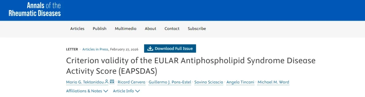 Maria Τektonidou: TMN Manifestation Scores and Mortality in Antiphospholipid Syndrome