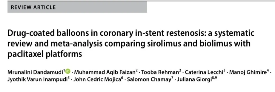 Mrunalini Dandamudi: Perspective on Drug Coated Balloons in Coronary In-Stent Restenosis