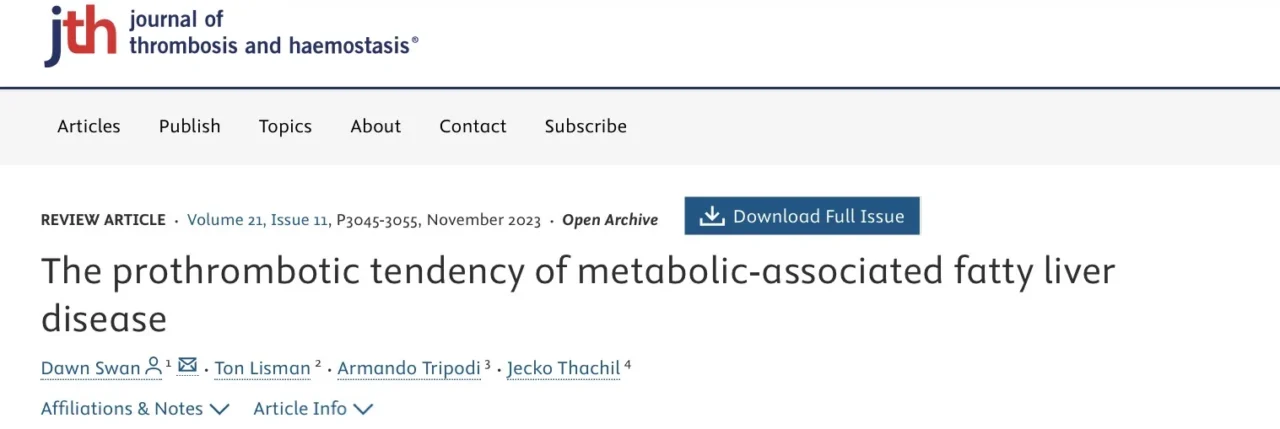 Jecko Thachil: Anticoagulation in Patients With Metabolic-Associated Fatty Liver Disease 1 Jacko Thachil