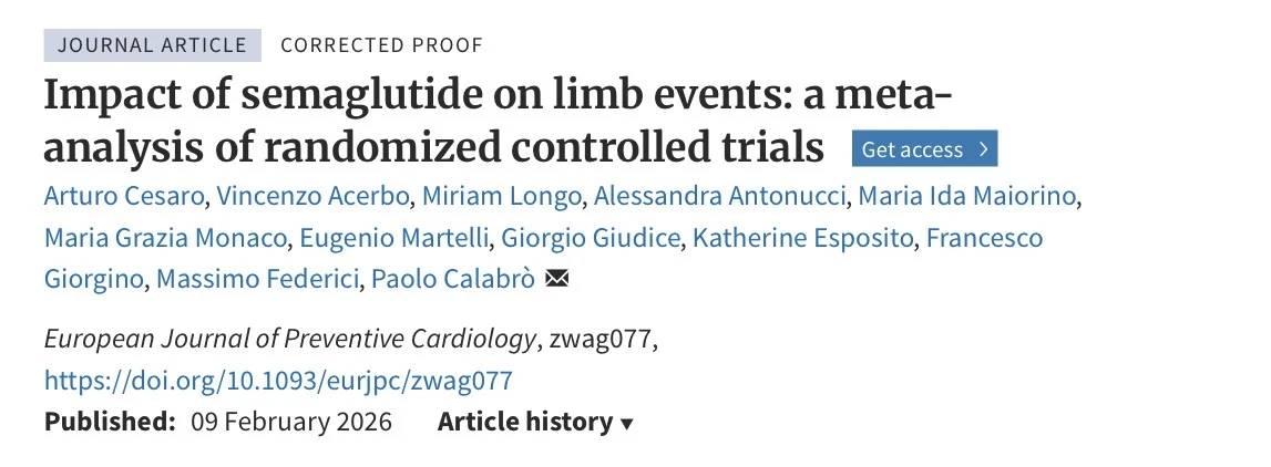 Arturo Cesaro: First Meta-Analysis on the Vascular Protective Role of Semaglutide in PAD 1 Arturo Cesaro