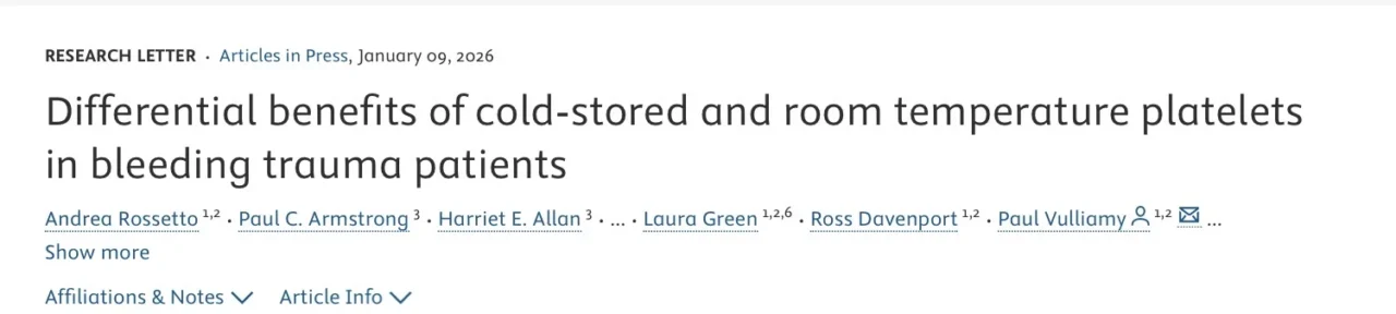 Cold-Stored vs Room-Temperature Platelets in Trauma-Induced Coagulopathy - JTH 1 JTH