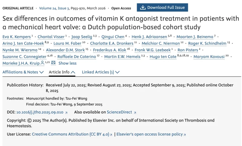 Marieke Kruip: Closing the Gender Gap in Anticoagulation for Mechanical Heart Valves