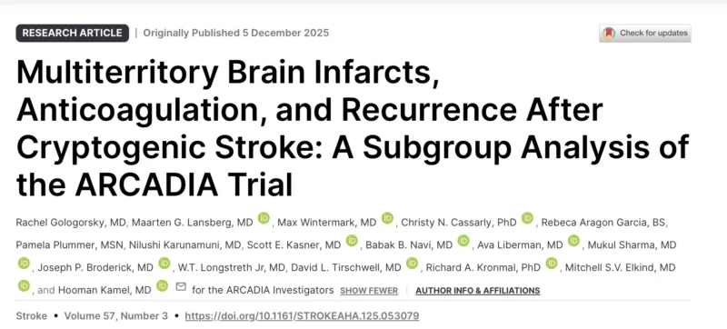 Ramy Abdelnaby: The Impact of Multiterritory Brain Infarcts on Recurrent Stroke Risk and Anticoagulation Efficacy